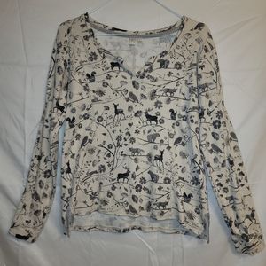 Women's E by Eloise Woodland Scene Thermal Top Size XS